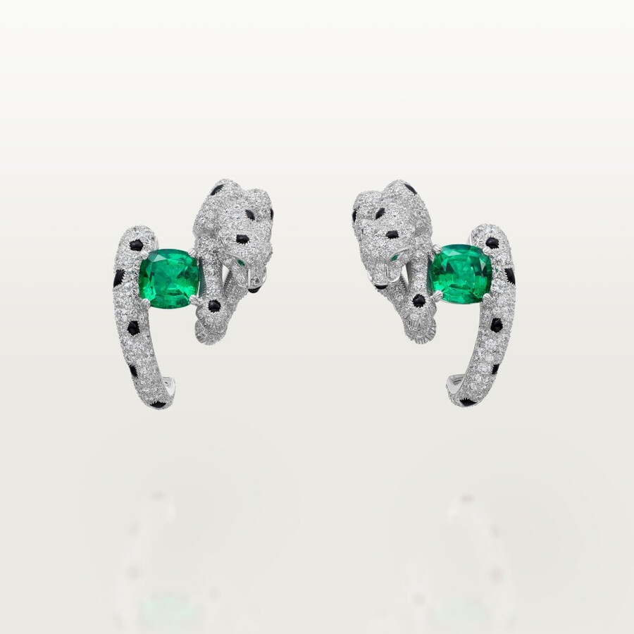 orecchini panthère de cartier smeraldo taglio cuscino pavé