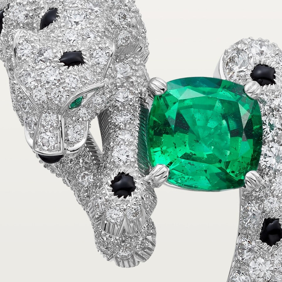 orecchini panthère de cartier smeraldo taglio cuscino pavé