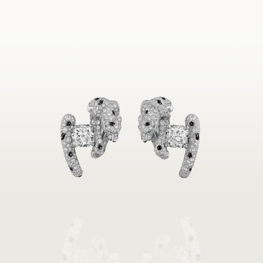 orecchini panthère de cartier diamante taglio cuscino pavé
