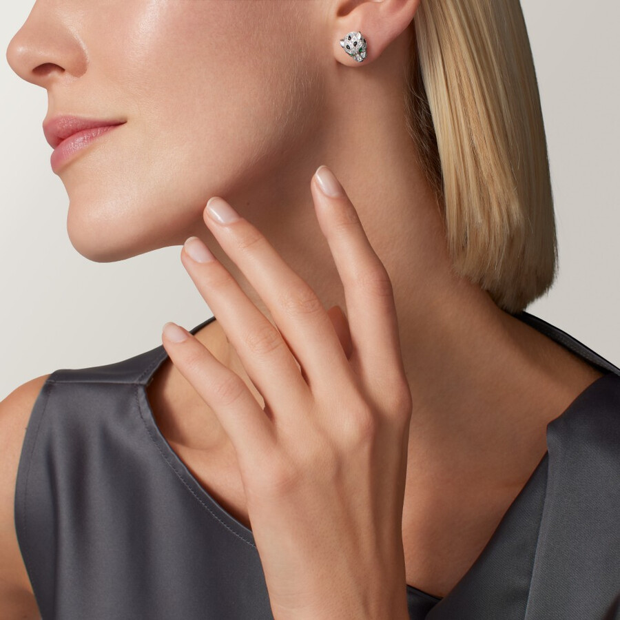 orecchini a bottone panthère de cartier pavé