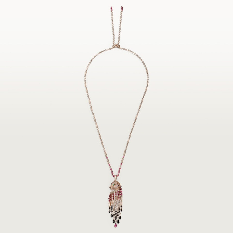 collana lunga panthère de cartier rubellite modello grande pavé