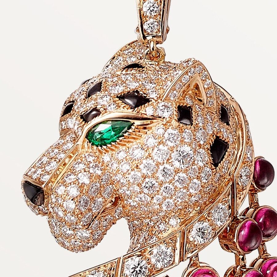 collana lunga panthère de cartier rubellite modello grande pavé