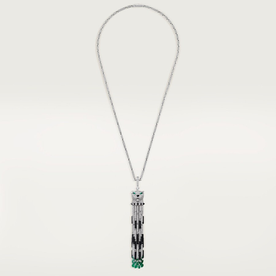 collana lunga panthère de cartier smeraldo multiuso modello grande pavé