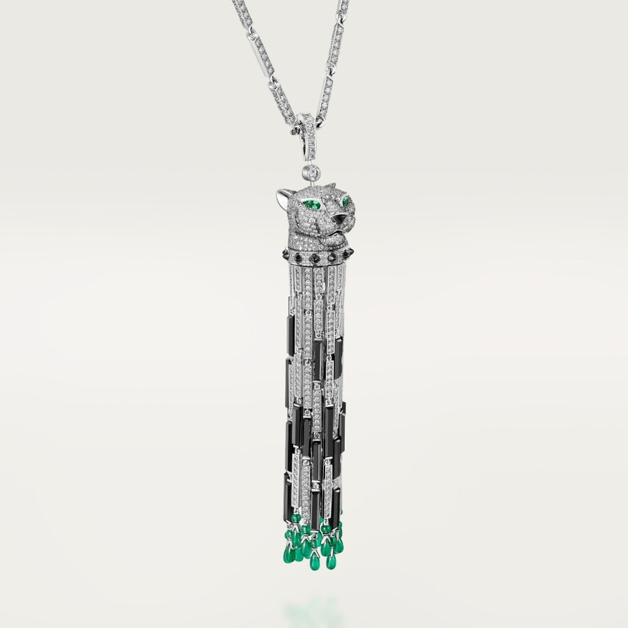 collana lunga panthère de cartier smeraldo multiuso modello grande pavé