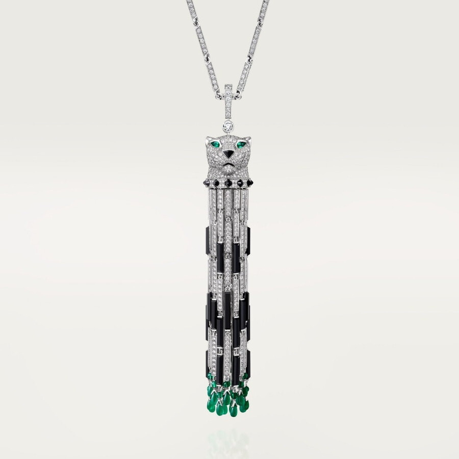 collana lunga panthère de cartier smeraldo multiuso modello grande pavé