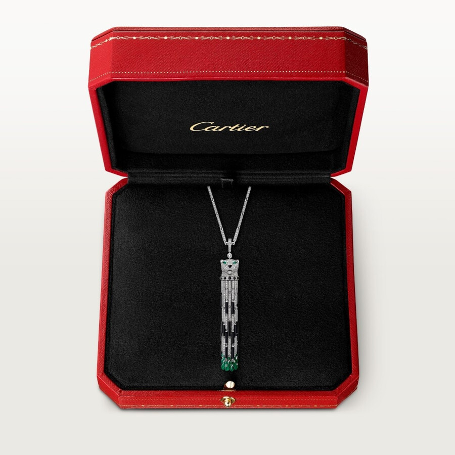 collana lunga panthère de cartier smeraldo multiuso modello grande pavé