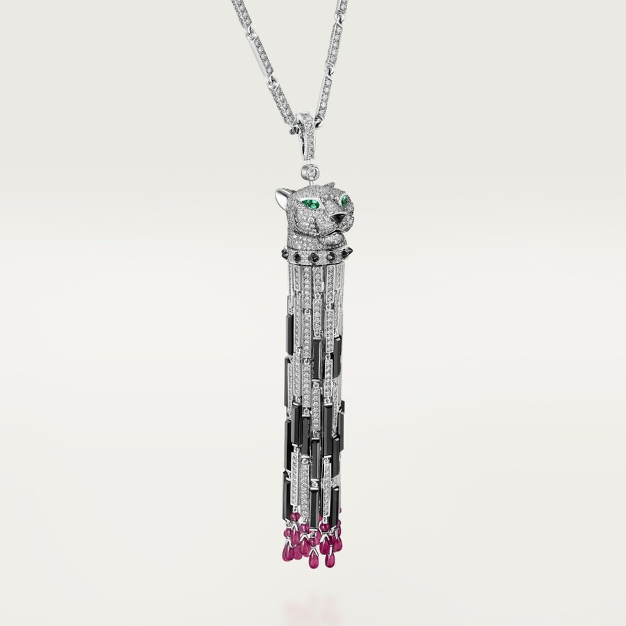 collana lunga panthère de cartier rubino multiuso modello grande pavé