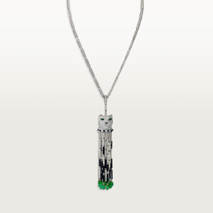 collana lunga panthère de cartier smeraldo multiuso modello grande pavé