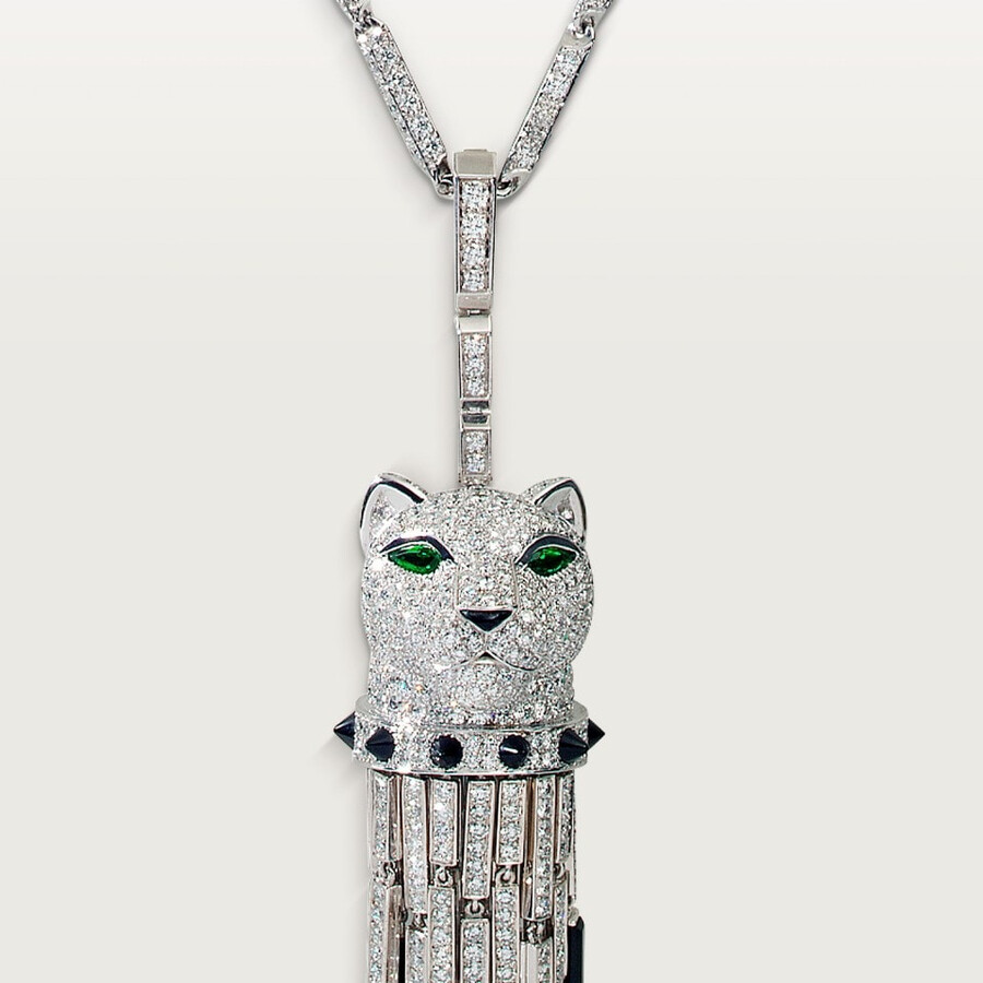 collana lunga panthère de cartier smeraldo multiuso modello grande pavé