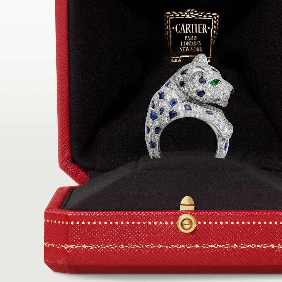 anello panthère de cartier zaffiro pavé