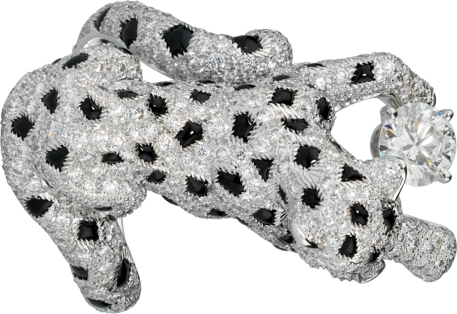 anello panthère de cartier diamanti taglio brillante pavé