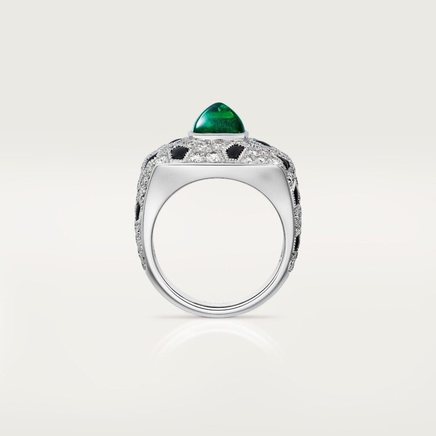 anello panthère de cartier smeraldo taglio pan di zucchero modello piccolo pavé