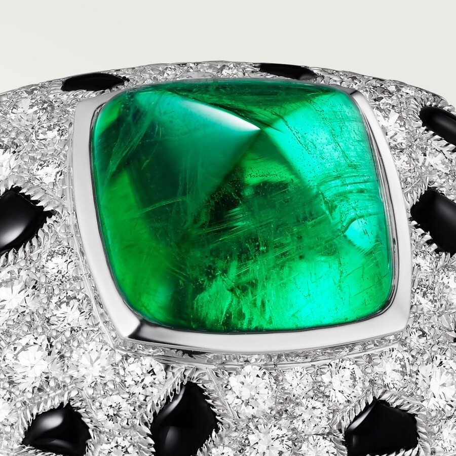 anello panthère de cartier smeraldo taglio pan di zucchero modello grande pavé