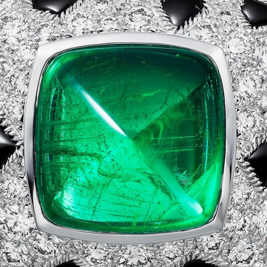 anello panthère de cartier smeraldo taglio pan di zucchero modello grande pavé