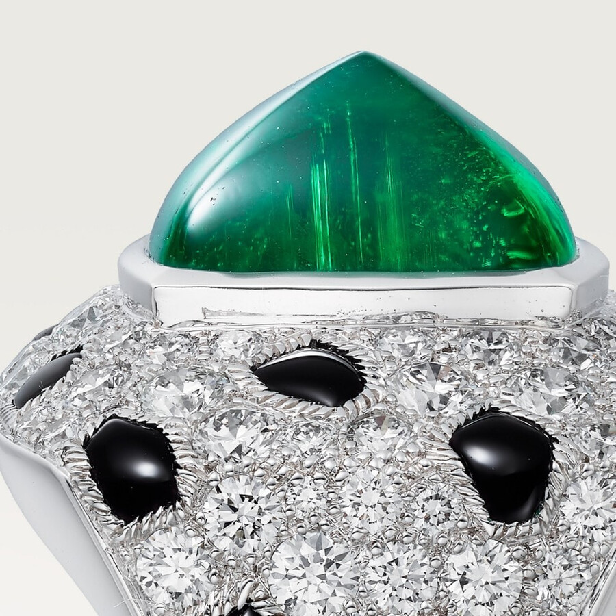 anello panthère de cartier smeraldo taglio pan di zucchero modello grande pavé