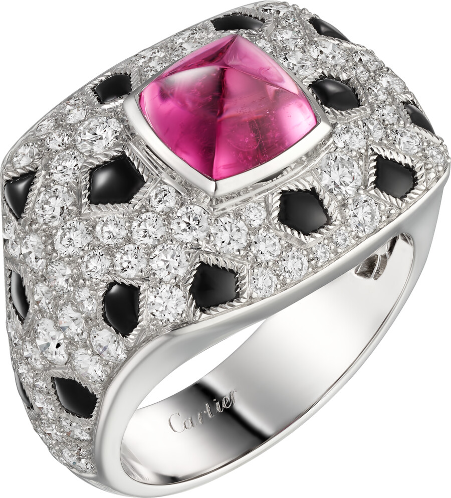 anello panthère de cartier rubellite taglio pan di zucchero modello piccolo pavé