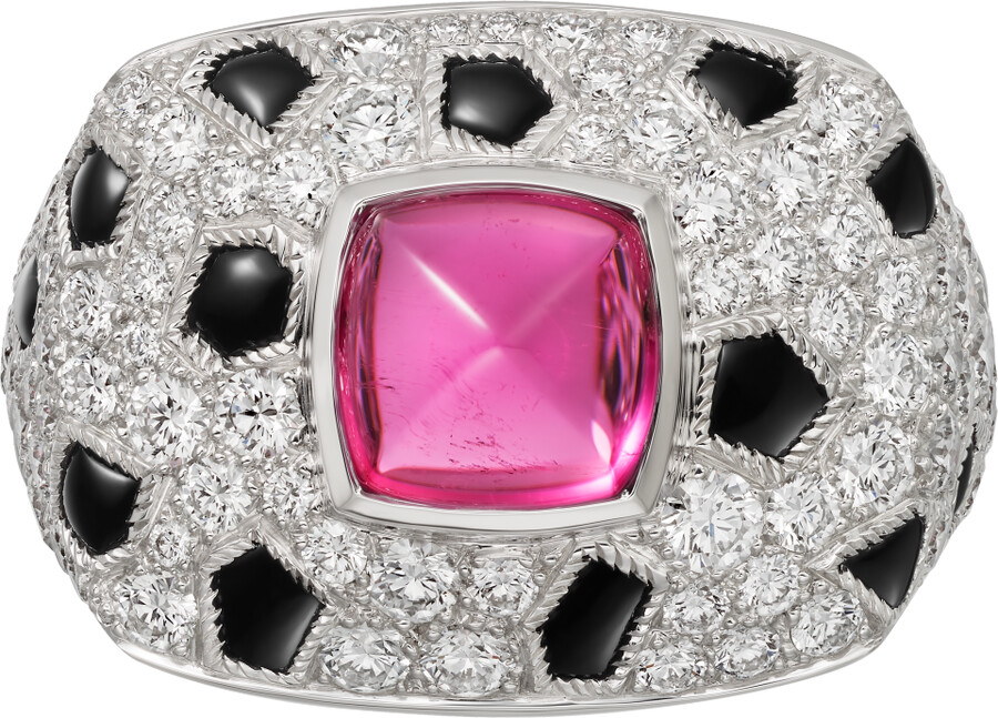 anello panthère de cartier rubellite taglio pan di zucchero modello piccolo pavé