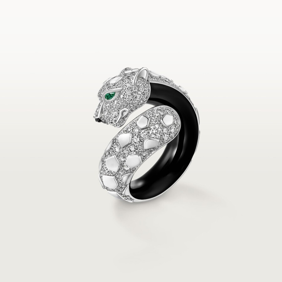 anello panthère de cartier lacca nera pavé