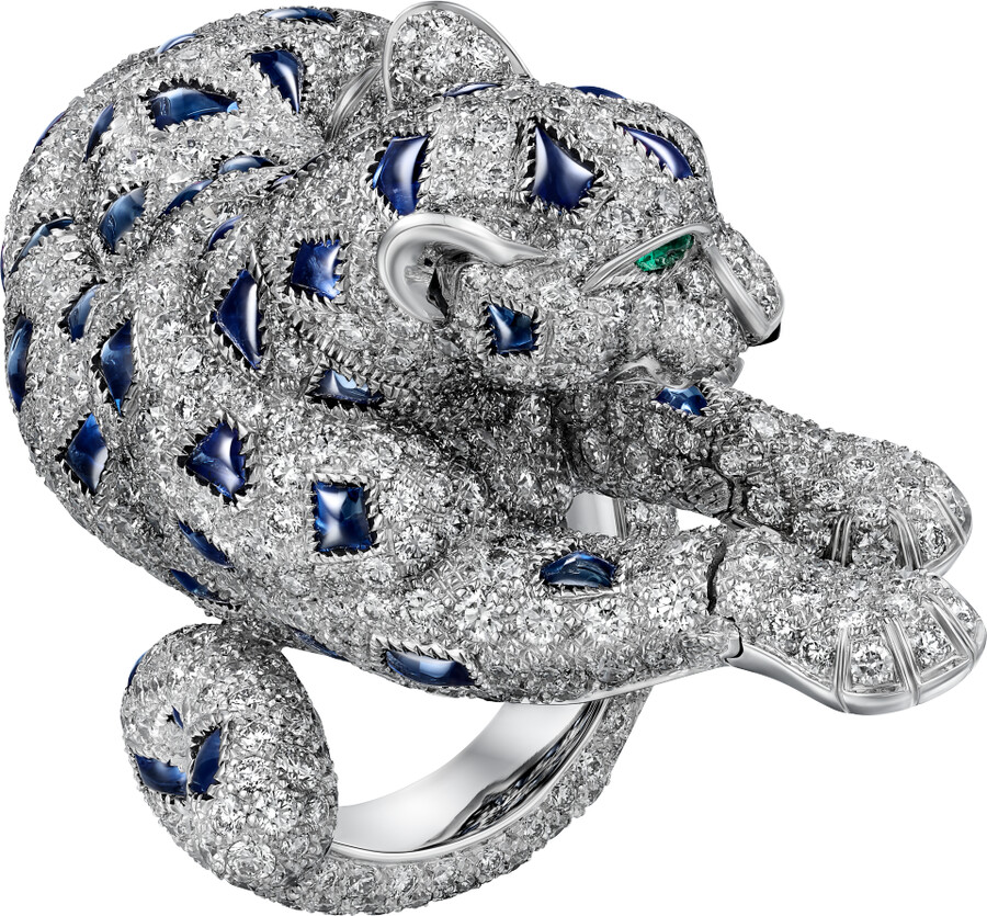 anello panthère de cartier zaffiro pavé