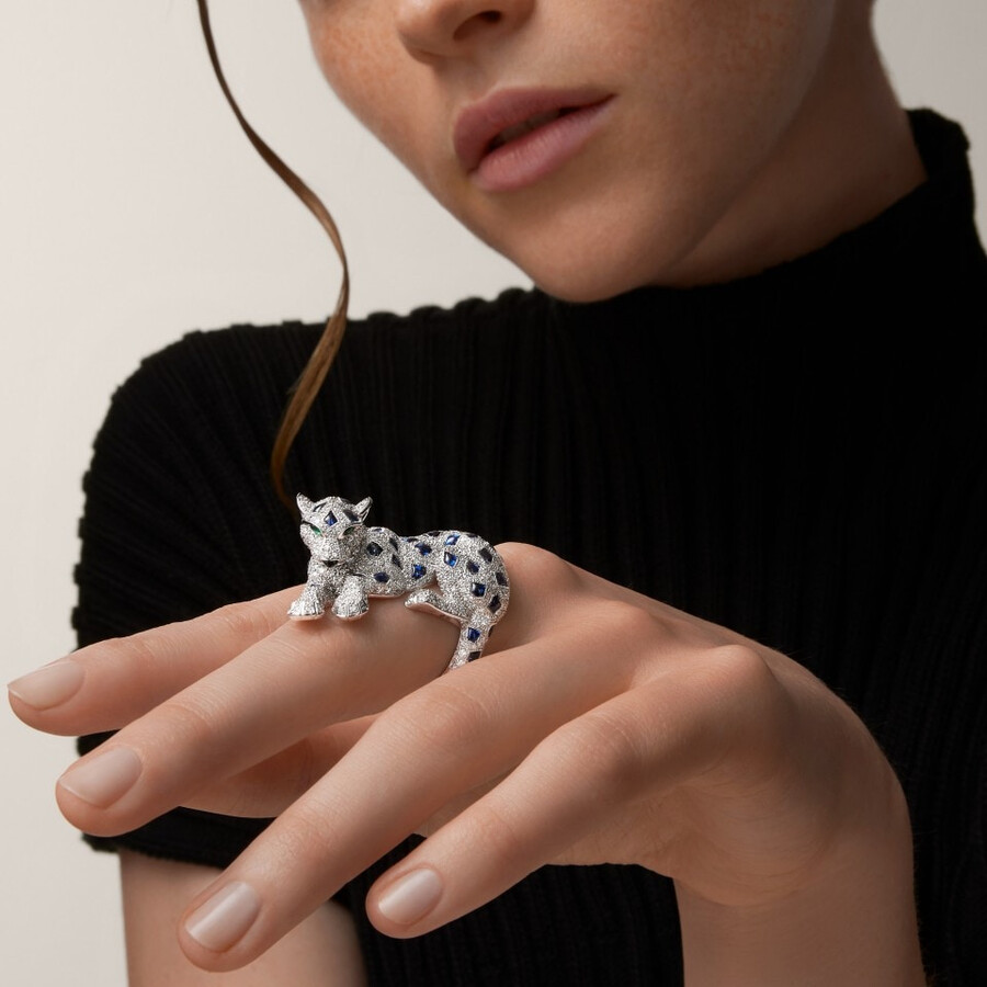 anello panthère de cartier zaffiro pavé