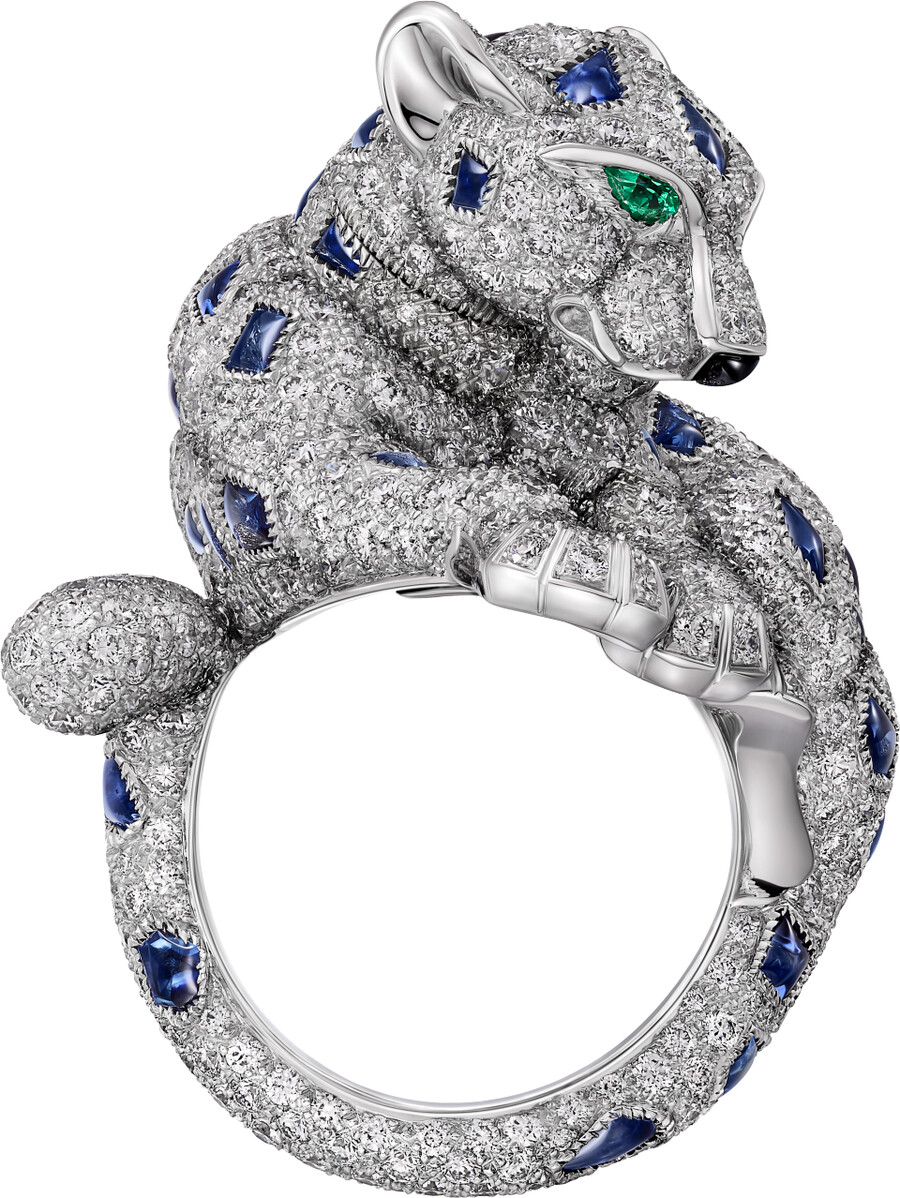 anello panthère de cartier zaffiro pavé