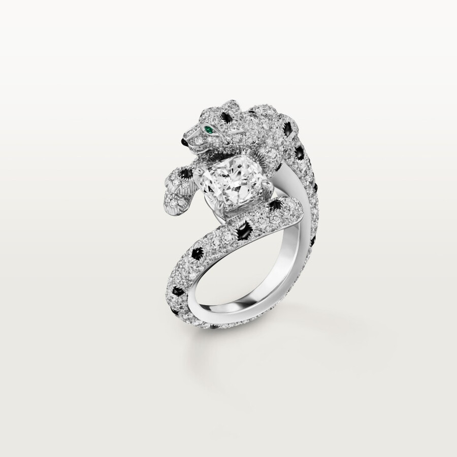 anello panthère de cartier diamante taglio cuscino pavé