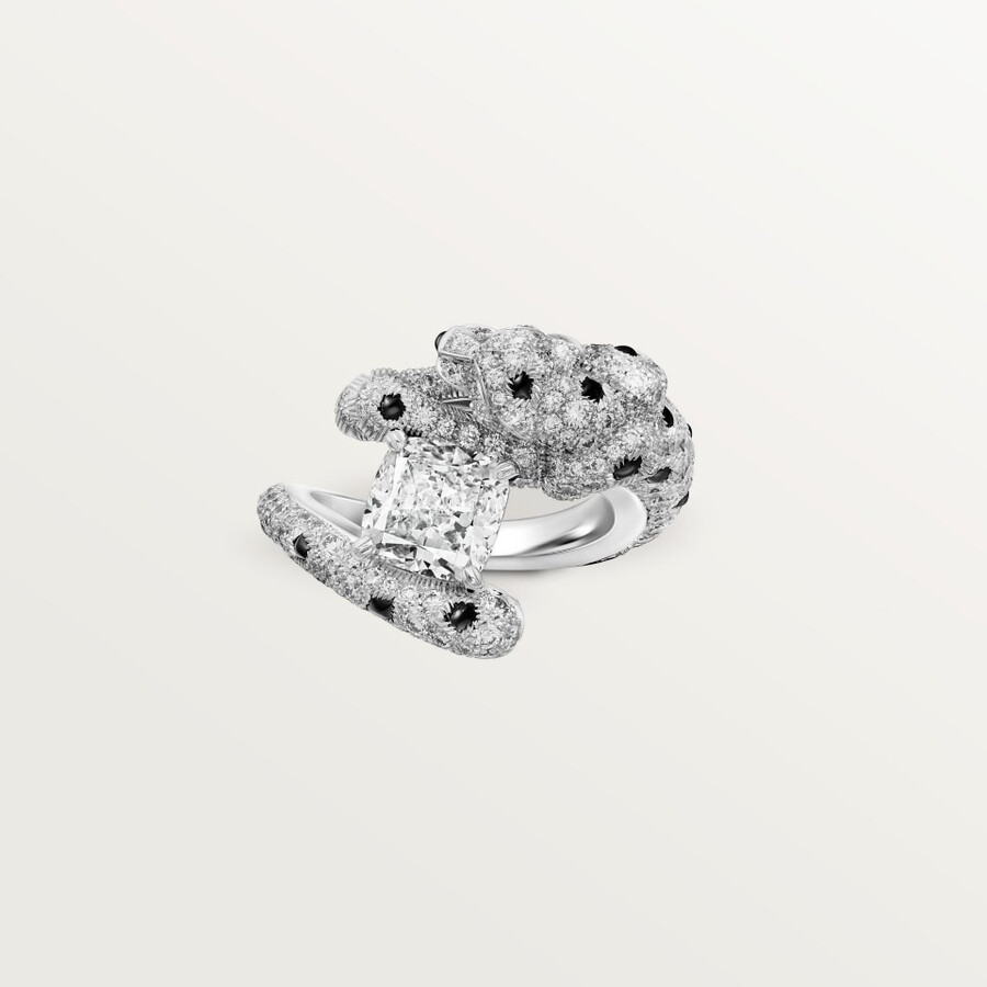anello panthère de cartier diamante taglio cuscino pavé