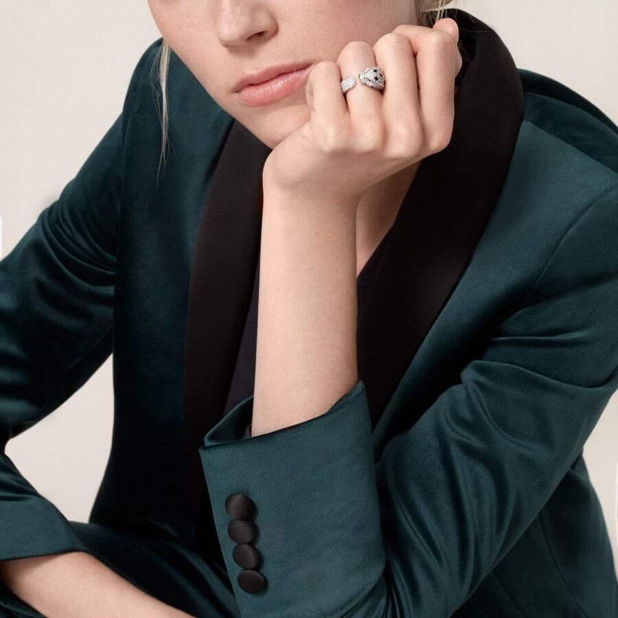 anello panthère de cartier modello medio semi-pavé
