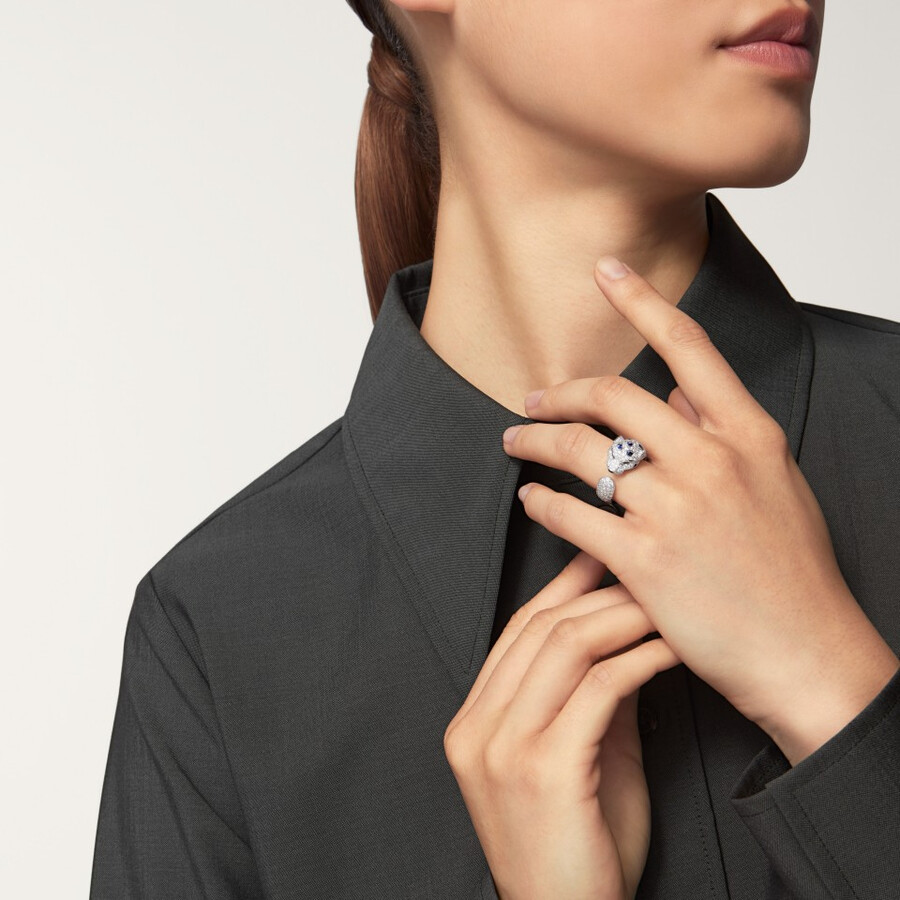 anello panthère de cartier modello medio semi-pavé