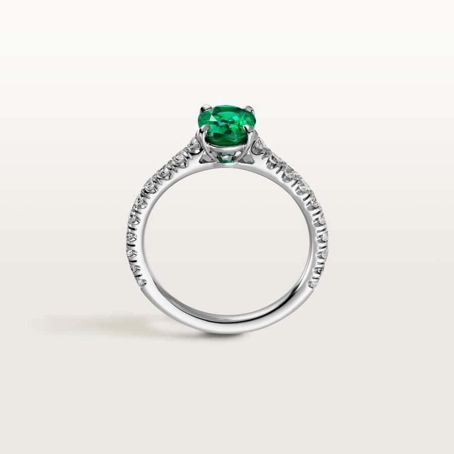 solitario 1895 smeraldo taglio ovale pavé