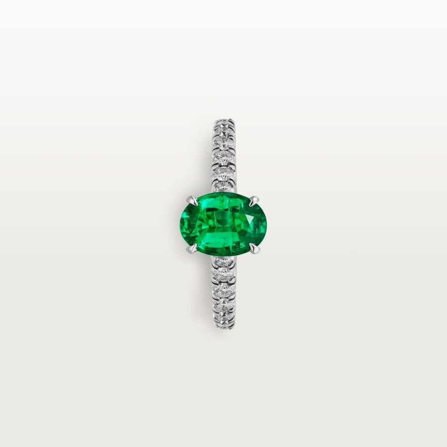 solitario 1895 smeraldo taglio ovale pavé