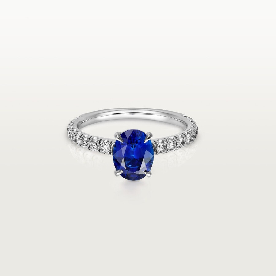 solitario 1895 zaffiro taglio ovale pavé