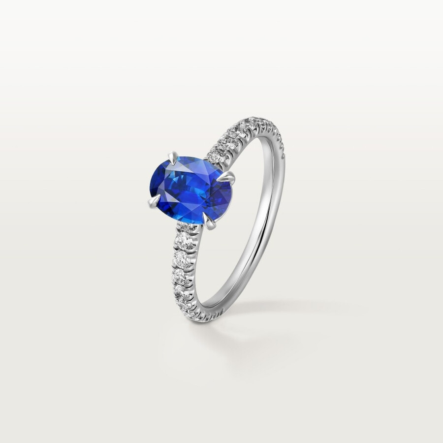 solitario 1895 zaffiro taglio ovale pavé