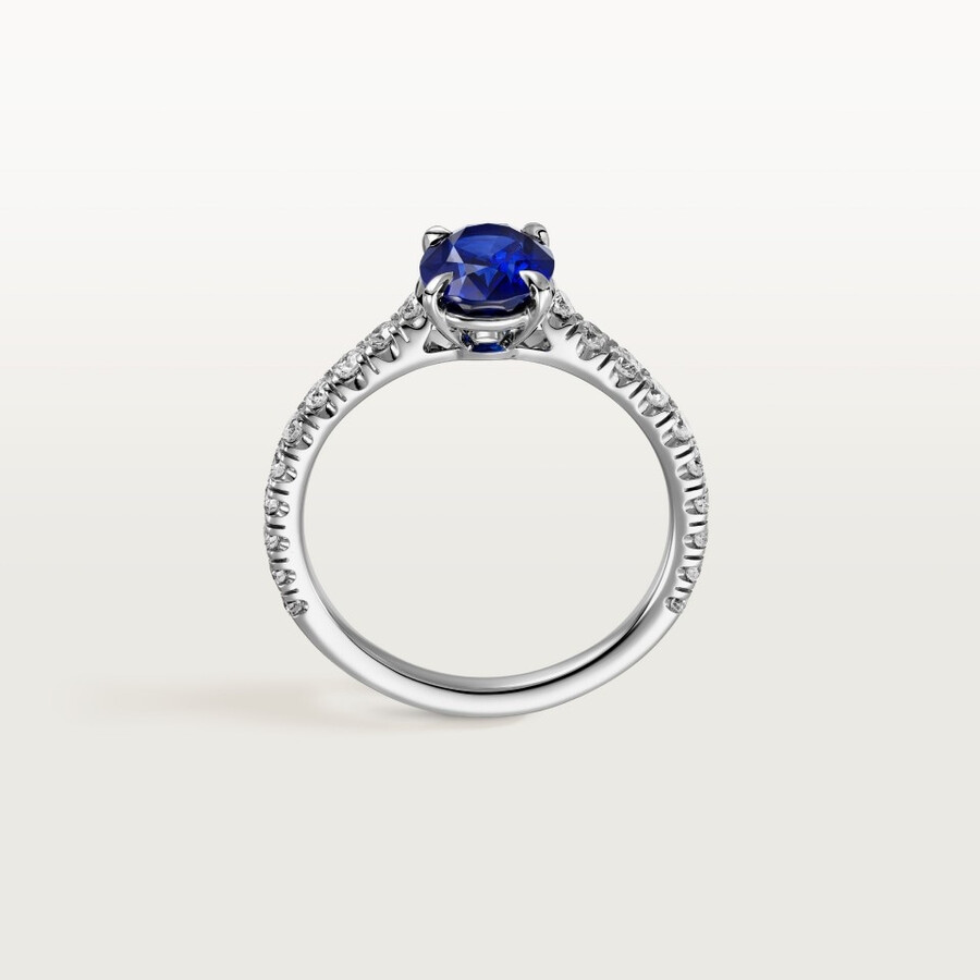 solitario 1895 zaffiro taglio ovale pavé