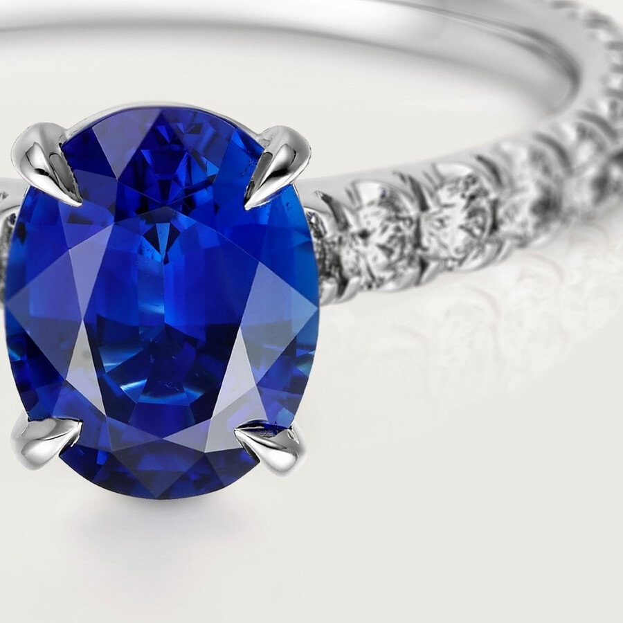 solitario 1895 zaffiro taglio ovale pavé