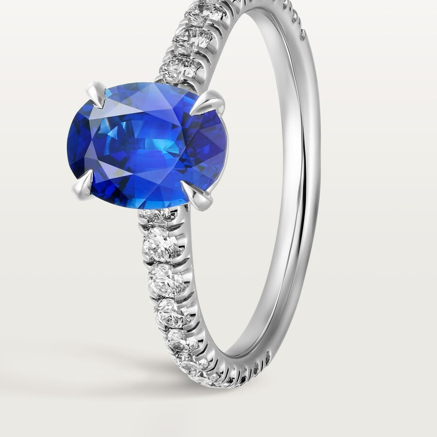 solitario 1895 zaffiro taglio ovale pavé