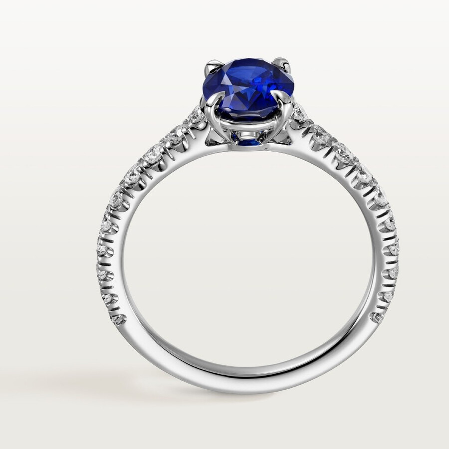 solitario 1895 zaffiro taglio ovale pavé