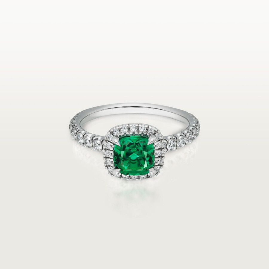 solitario cartier destinée smeraldo taglio cuscino pavé