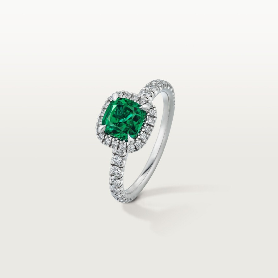 solitario cartier destinée smeraldo taglio cuscino pavé