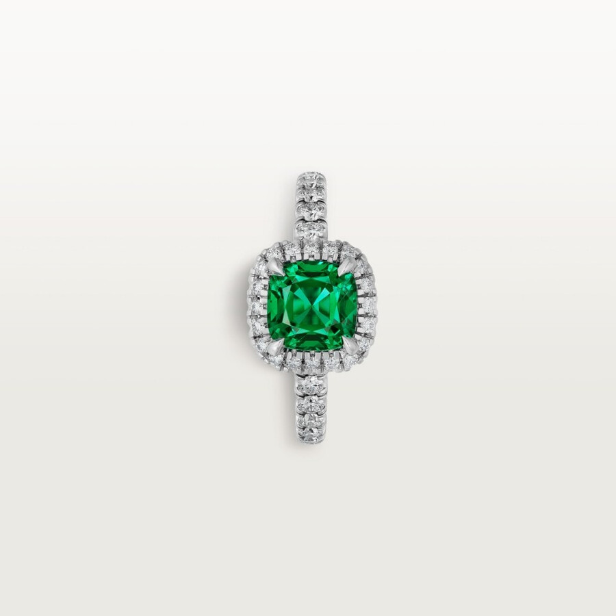 solitario cartier destinée smeraldo taglio cuscino pavé