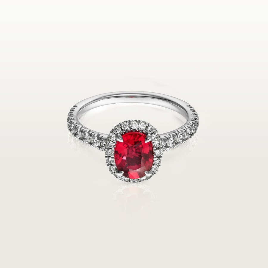 solitario cartier destinée rubino taglio ovale pavé