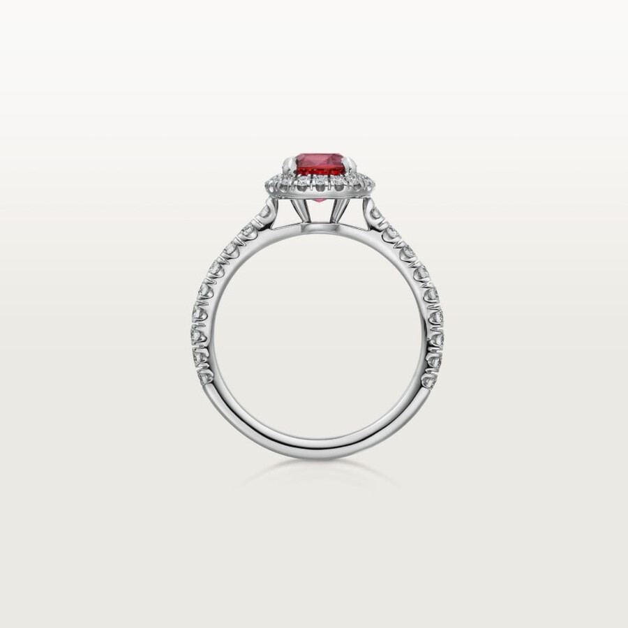 solitario cartier destinée rubino taglio cuscino pavé
