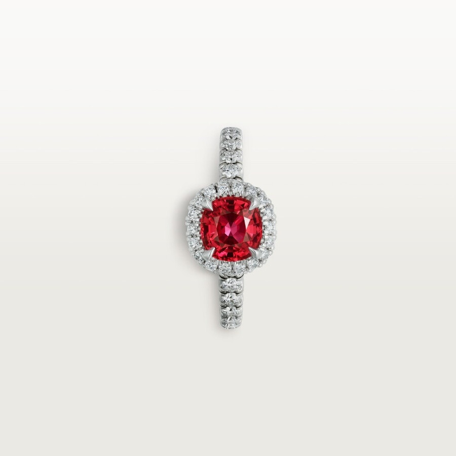 solitario cartier destinée rubino taglio cuscino pavé