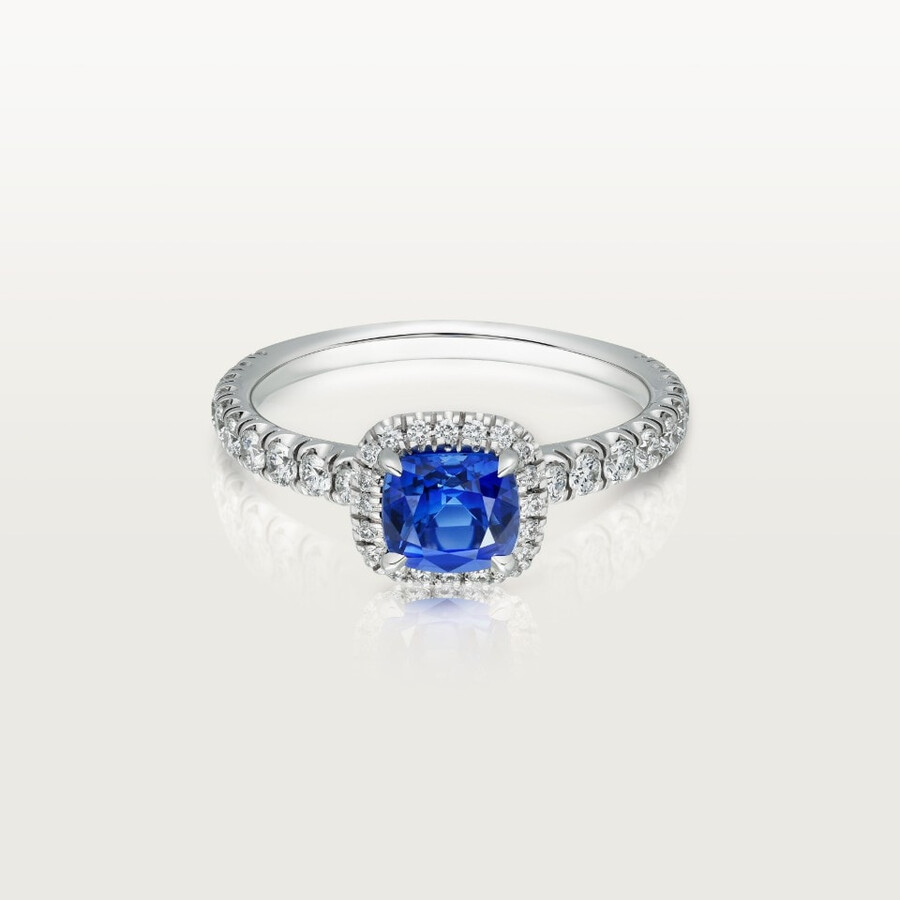 solitario cartier destinée zaffiro taglio cuscino pavé
