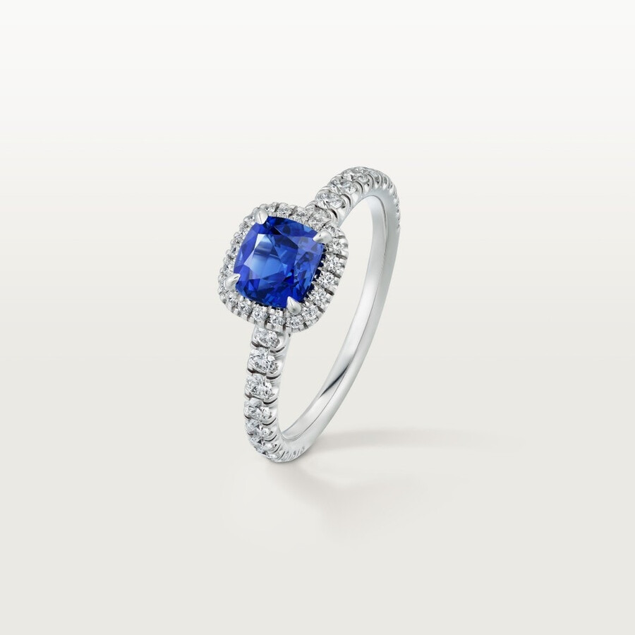 solitario cartier destinée zaffiro taglio cuscino pavé