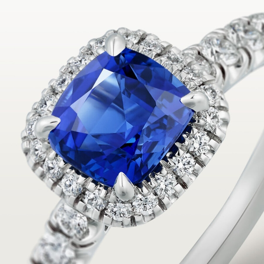 solitario cartier destinée zaffiro taglio cuscino pavé
