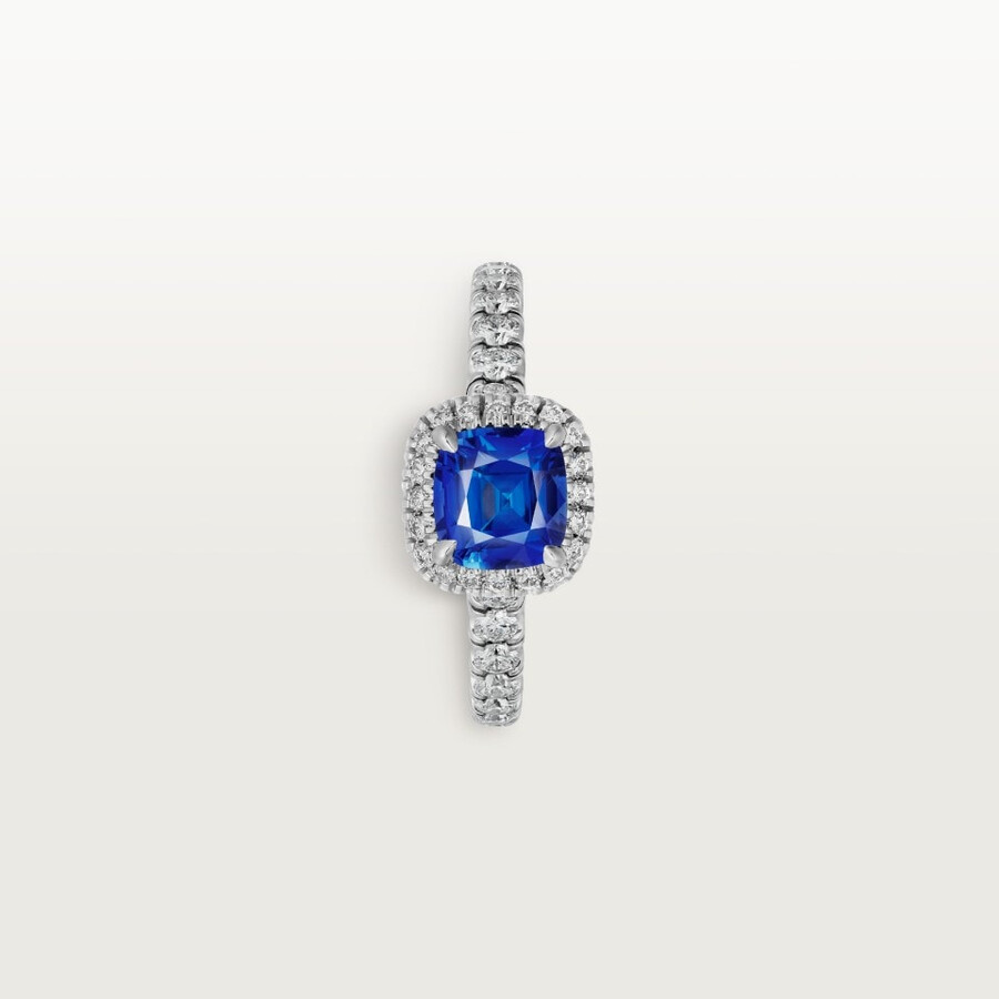 solitario cartier destinée zaffiro taglio cuscino pavé