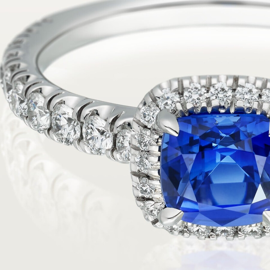solitario cartier destinée zaffiro taglio cuscino pavé