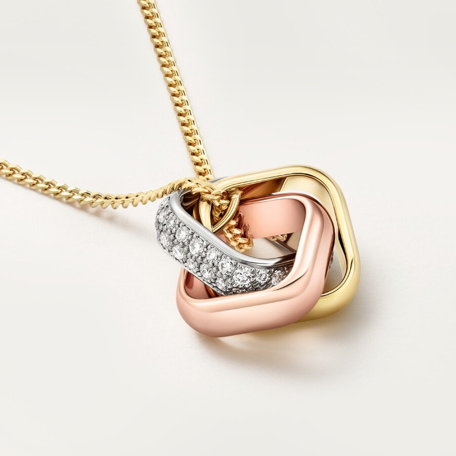 pendente trinity a forma di cuscino semi-pavé