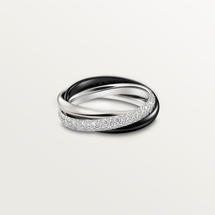 anello trinity ceramica modello piccolo semi-pavé